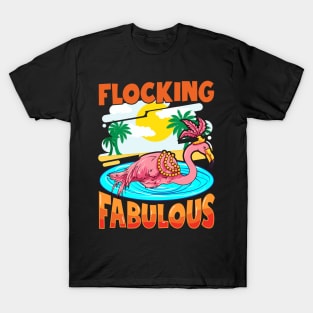 Cute Flocking Fabulous Flamingo Confidence Pun T-Shirt